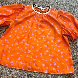 THML Orange and Pink Polka Dot Blouse